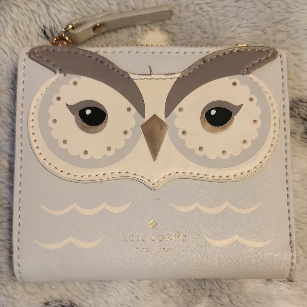 Kate Spade Owl Design Wallet in Gray and Cream